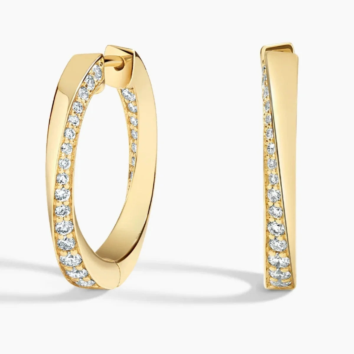 Classic Diamond Hoop Earrings – 9K/14K/18K Yellow Gold with IGI Certified Lab Grown Diamonds