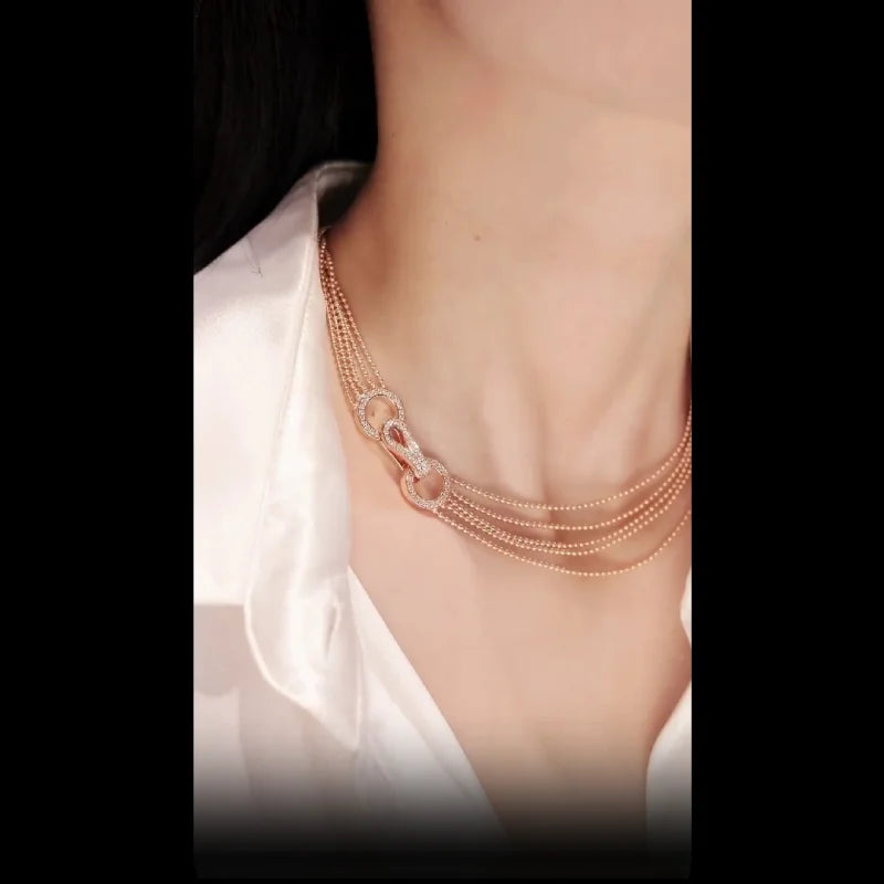 The Kensington Cascade Necklace | Rose Gold & Crystal