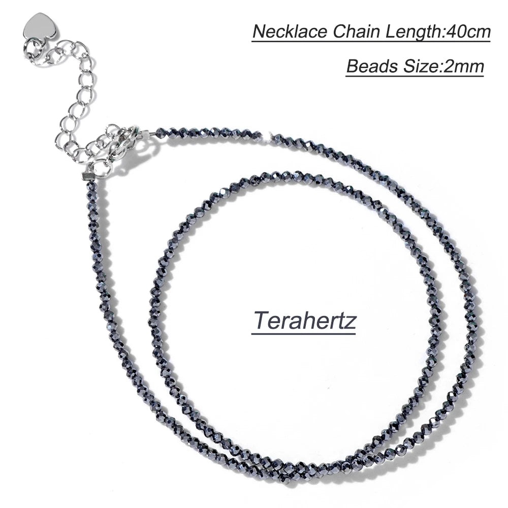 Black Spinel Beaded Necklace – 2mm Natural Stone Chain