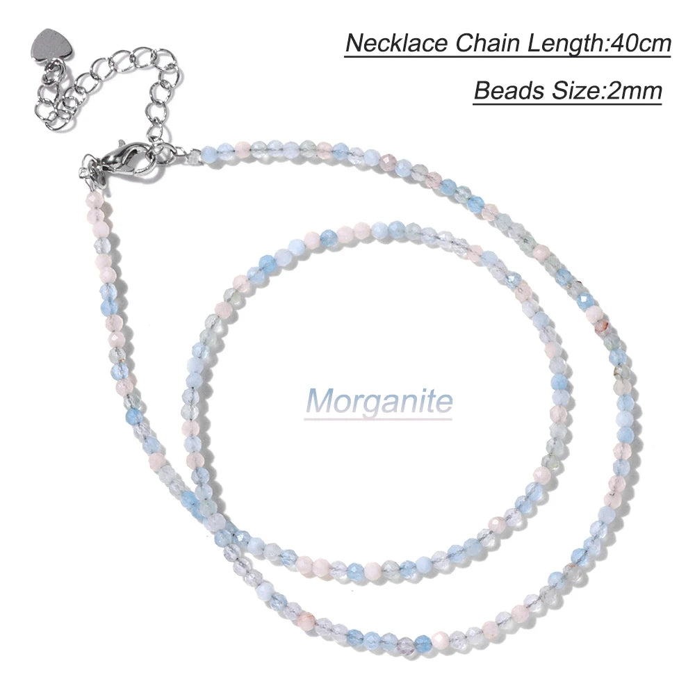 Black Spinel Beaded Necklace – 2mm Natural Stone Chain