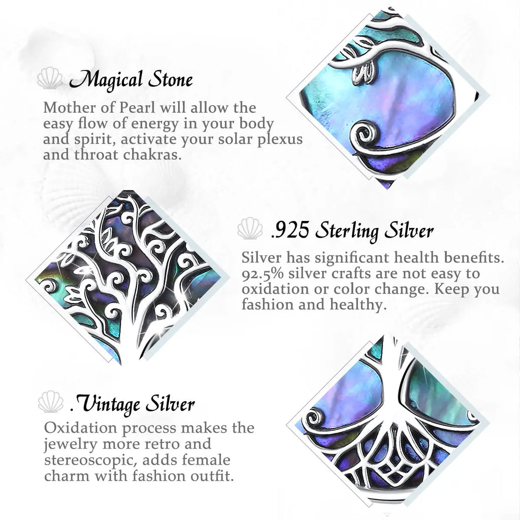 Tree of Life Pendant Necklace – Abalone Shell & Sterling Silver