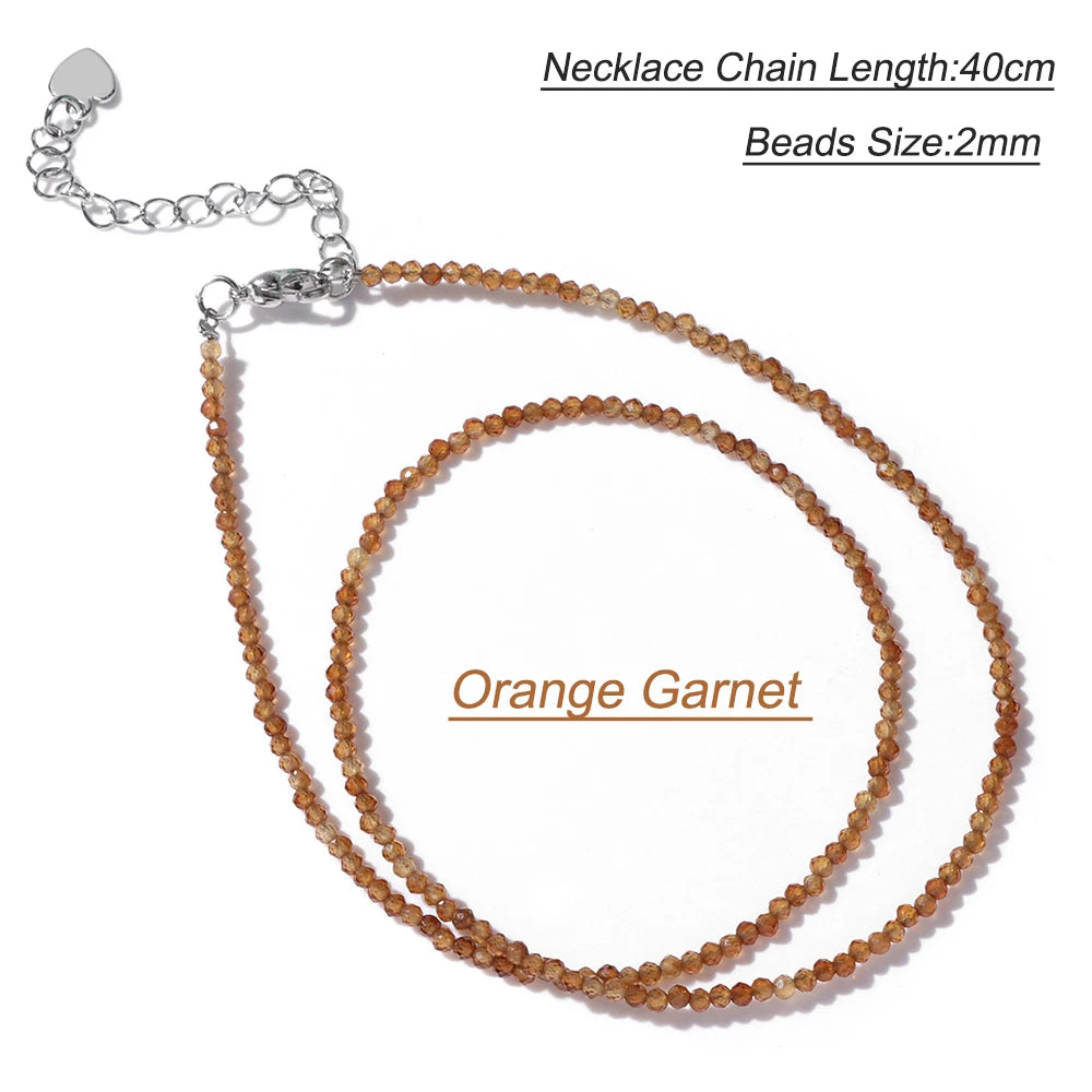 Black Spinel Beaded Necklace – 2mm Natural Stone Chain