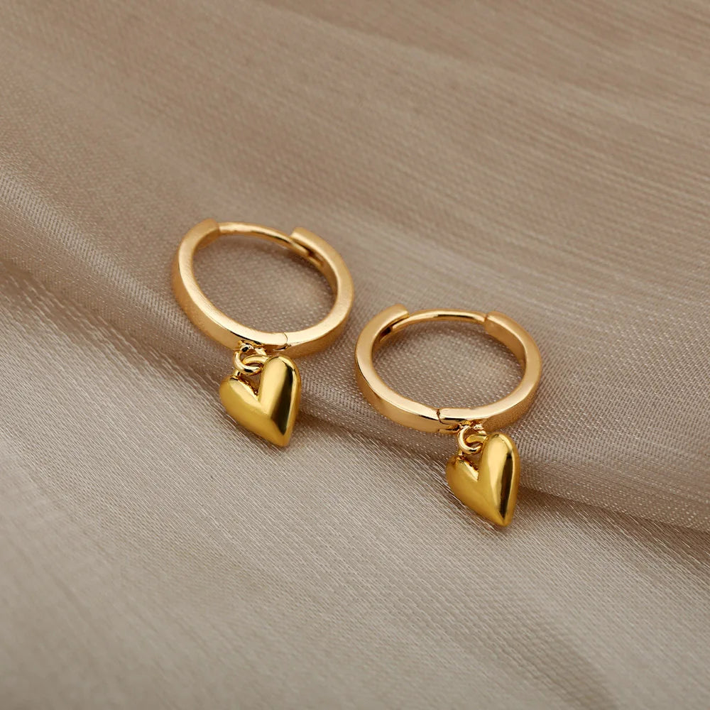 Golden Heart Drop Earrings – Vintage Love Knot Design