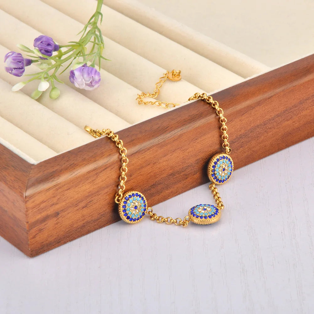 Classic Evil Eye Collection – 316L Stainless Steel Blue CZ Jewelry Set
