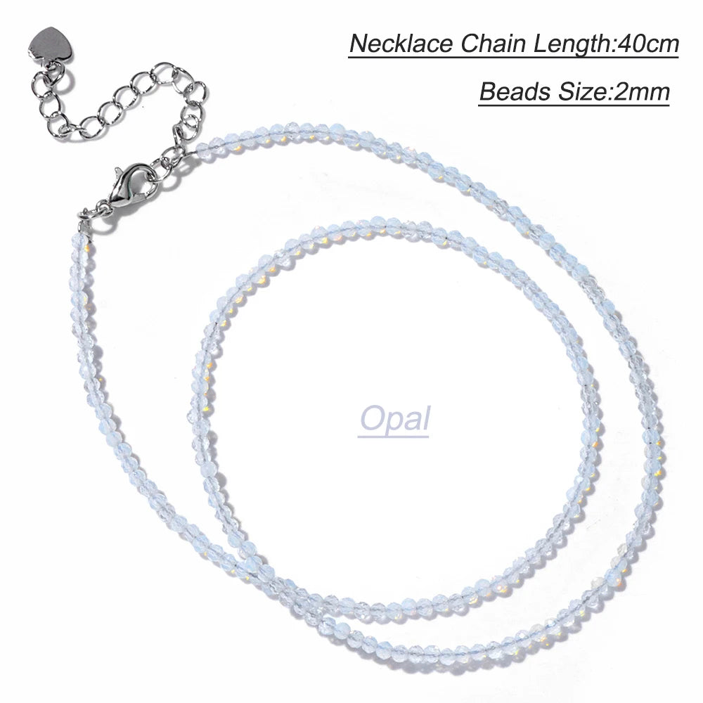 Black Spinel Beaded Necklace – 2mm Natural Stone Chain