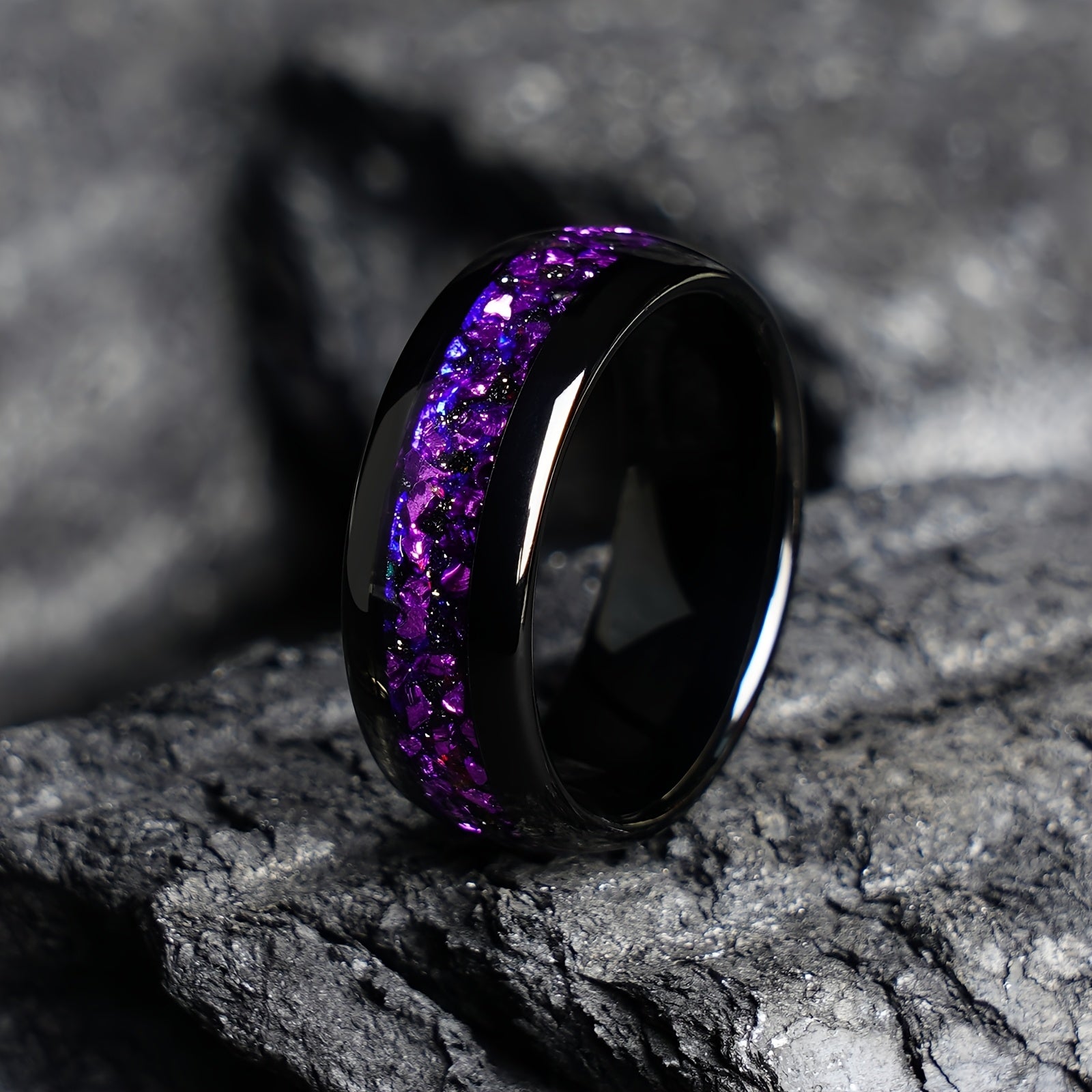 Ring Nebula Forge – Starry Tungsten Unisex Wedding Band