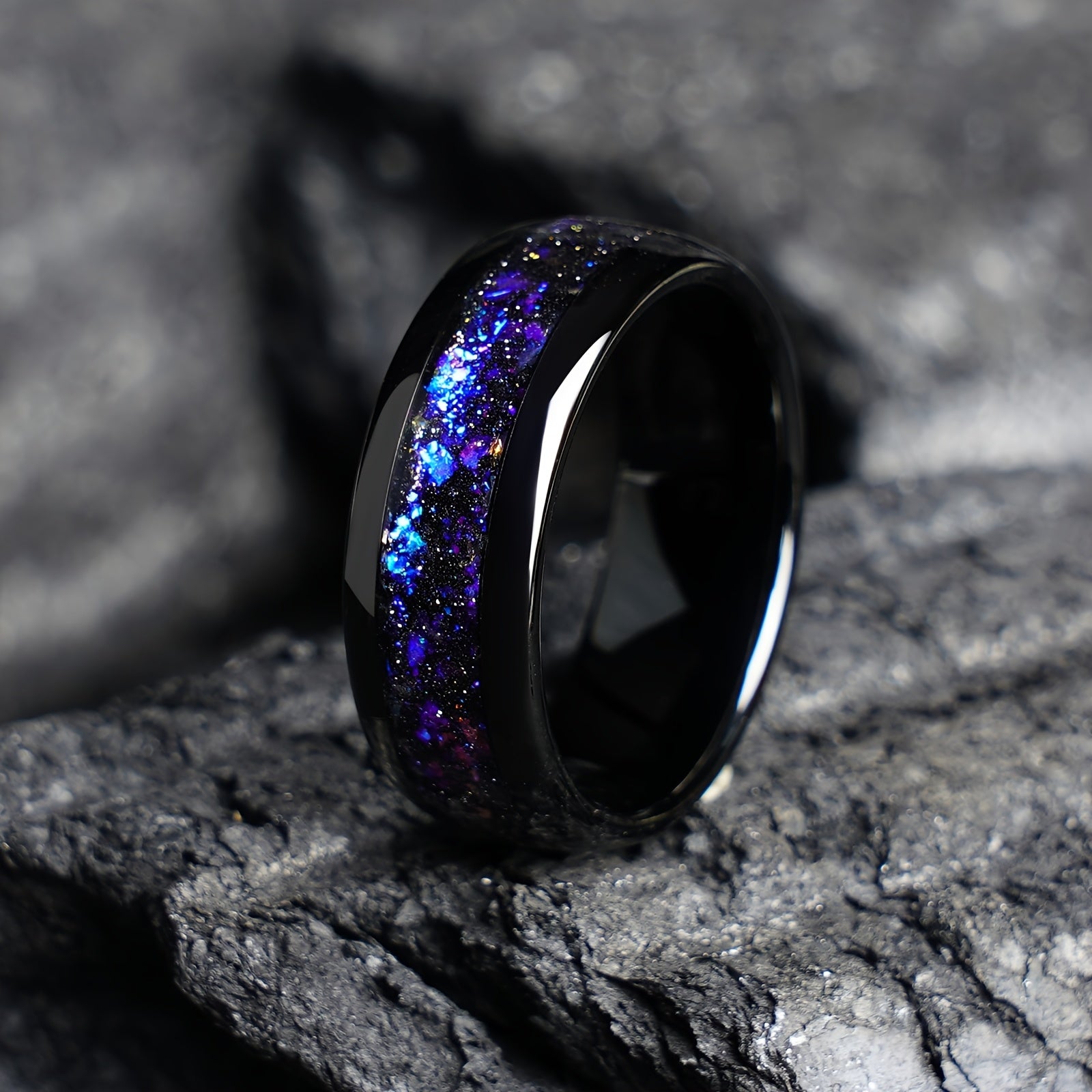 Ring Nebula Forge – Starry Tungsten Unisex Wedding Band
